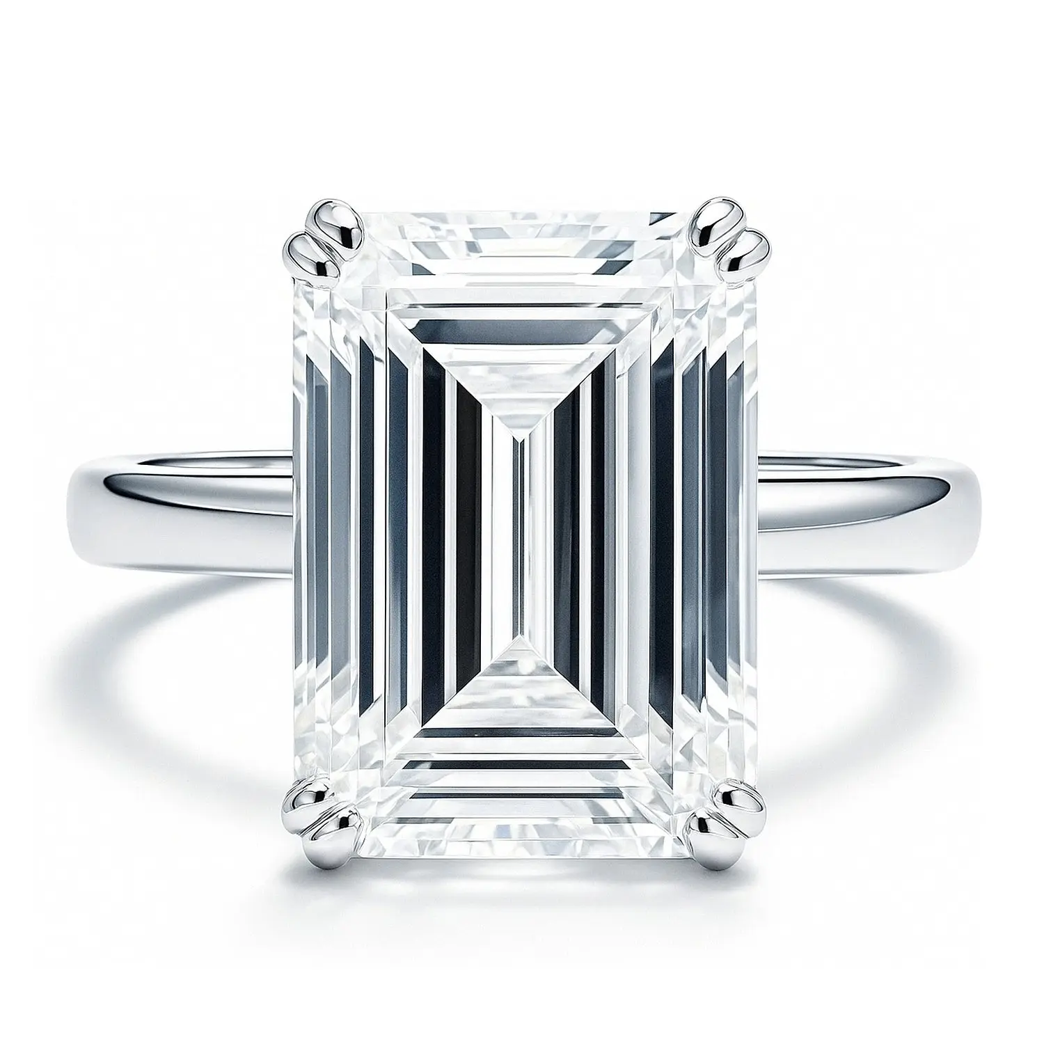BERRICLE Sterling Silver Solitaire Engagement Rings Statement for Women, 8.5 Carat Emerald Cut Cubic Zirconia CZ Ring