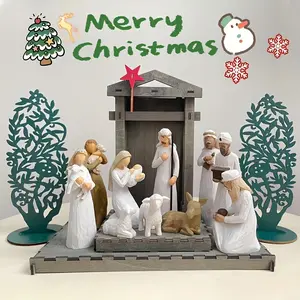 Vintage Nativity Scene Set - Three Wise Men & Jesus Figurines, Resin Crafted Religious Decor for Prayer Room, Perfect for Christmas, Easter, Halloween & Thanksgiving fake  flowers religious ornament home laundry room  Decoration creative small gift
