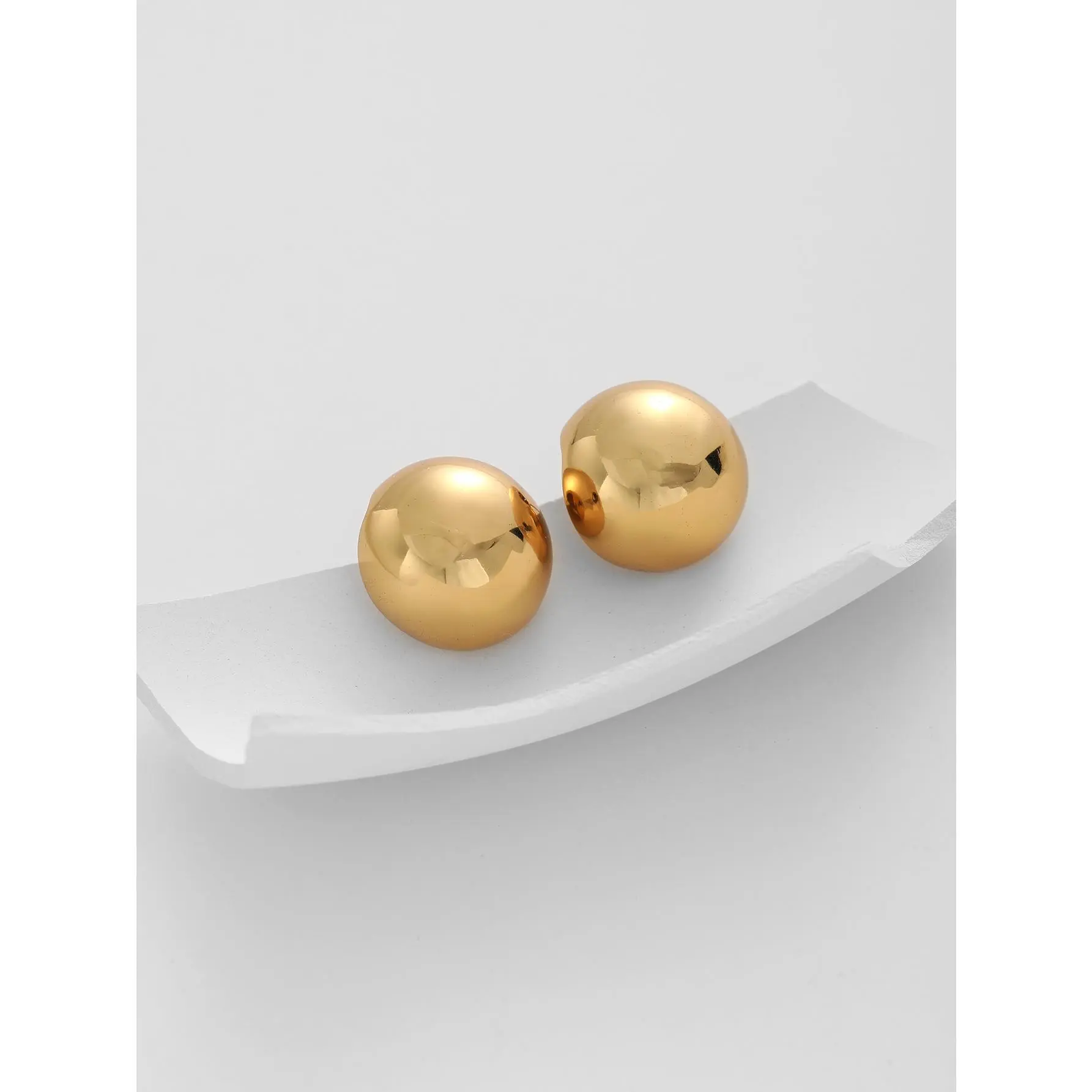 Stud Earrings for Women, Concise French Half-Dome Design, High-End Casual Daily Atmospheric Jewelry