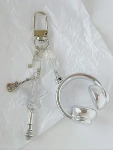 Creative Mini Music Earphone Keychain, Guitar Note Design, Unique Musical Accessory, Perfect Gift for Musicians & Music Lovers, Trendy Cute Keychain