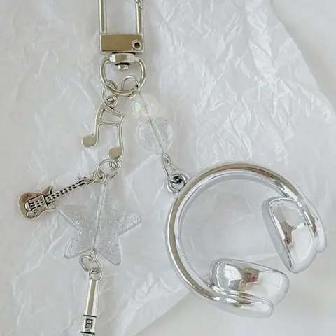 Creative Mini Music Earphone Keychain, Guitar Note Design, Unique Musical Accessory, Perfect Gift for Musicians & Music Lovers, Trendy Cute Keychain, Keyrings for Keys