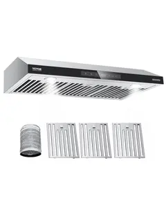 【Summervibes】VEVOR Under Cabinet Range Hood, 36 Inch Kitchen Vent Hood, 900CFM Dual Motors Stainless Steel Stove Hood, with Gesture & Touch Control, LED Light, and 4-Speed Exhaust Fan