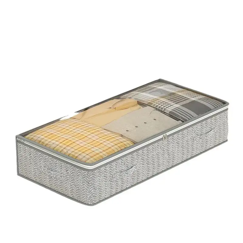 1pc Underbed Moving Storage Bag with Transparent Window - Durable Non-Woven Fabric Organizer Box for Blankets, Clothes - Space-Saving Multifunctional Moving Container
