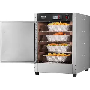 VEVOR Hot Box Food Warmer, 5 - Tier Concession Warmer with Water Tray, 5 Pans, Single - Door and Adjustable Shelves, Stainless Steel Food Warmer Cabinet, Ideal for Storing Pizza, Chicken, Restaurant