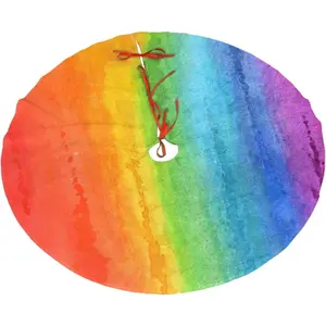 Watercolor Rainbow Christmas Tree Skirt 36" for Xmas Halloween New Year Holiday Party Home Tree Mat Decor Ornaments Decoration