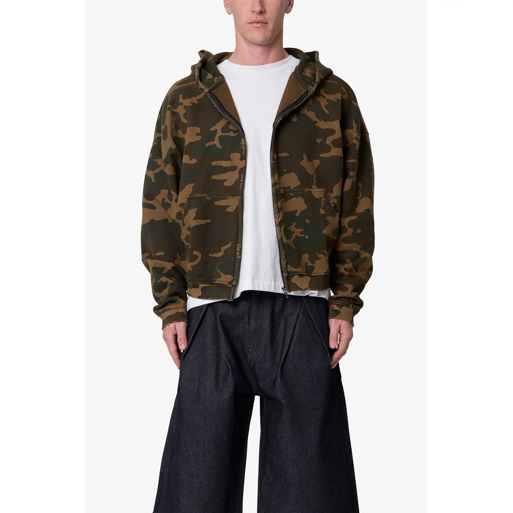mnml Camo Zip Up Hoodie - Green