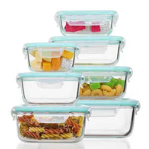 Sindcom 7-Pack Glass Food Storage Containers | Airtight Meal Prep Bento Boxes with Leakproof Locking Lids