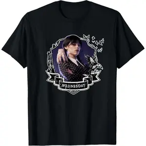 Men's Daily Short Sleeve Classic Top Wednesday Nevermore Frame Wednesday T-Shirt