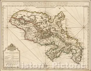 Map of Martinique 1732 - Historical Map Print