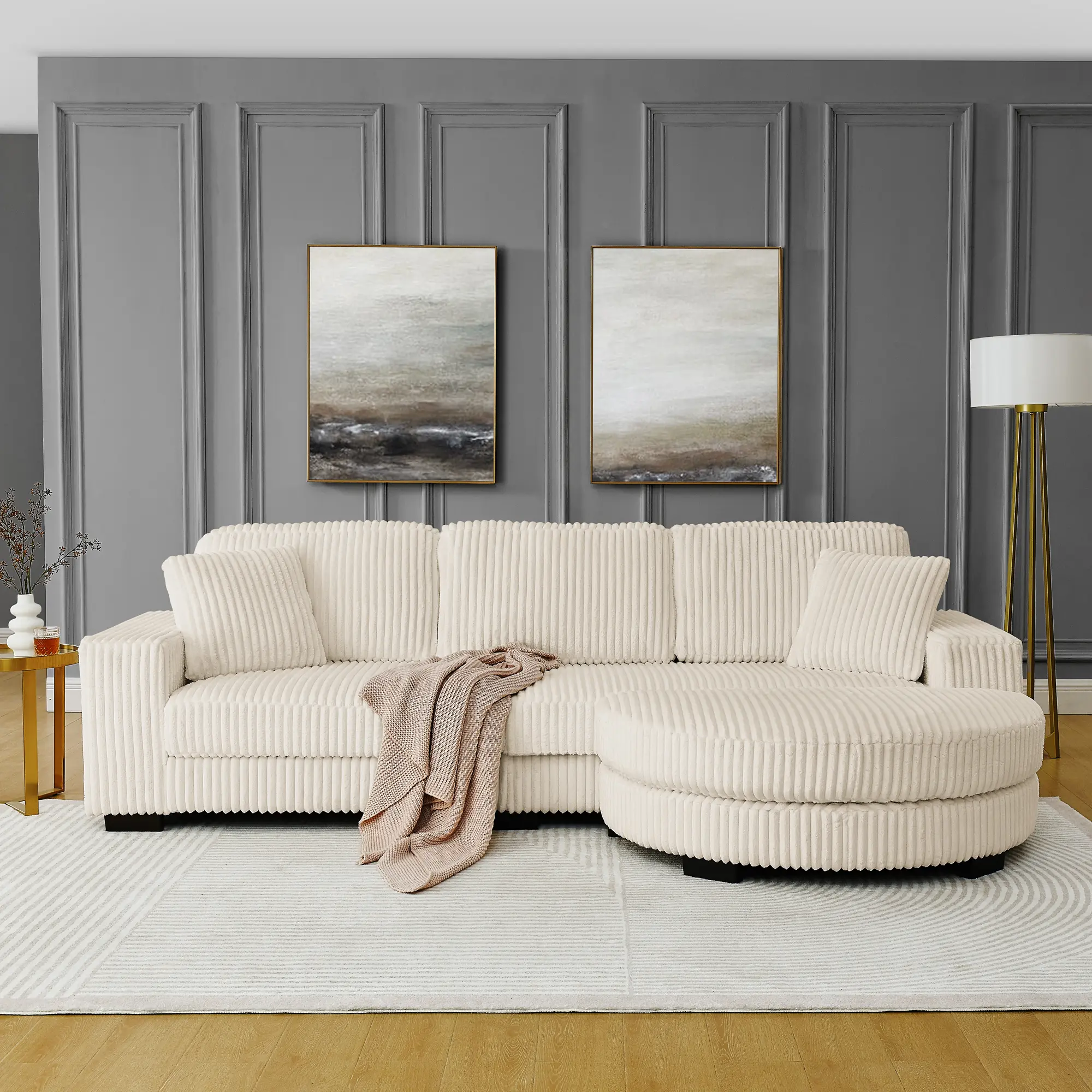 Right chair+Beige + Foam + 3 Seat