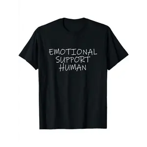 Emotional Support Human" Mental Health Awareness T-Shirt - Black Casual Crew Neck Tee with White Lettering, Short Sleeve, Regular Fit for Adults, Perfect for Daily Wear & Weekend Outings, Mental Health Shirts
