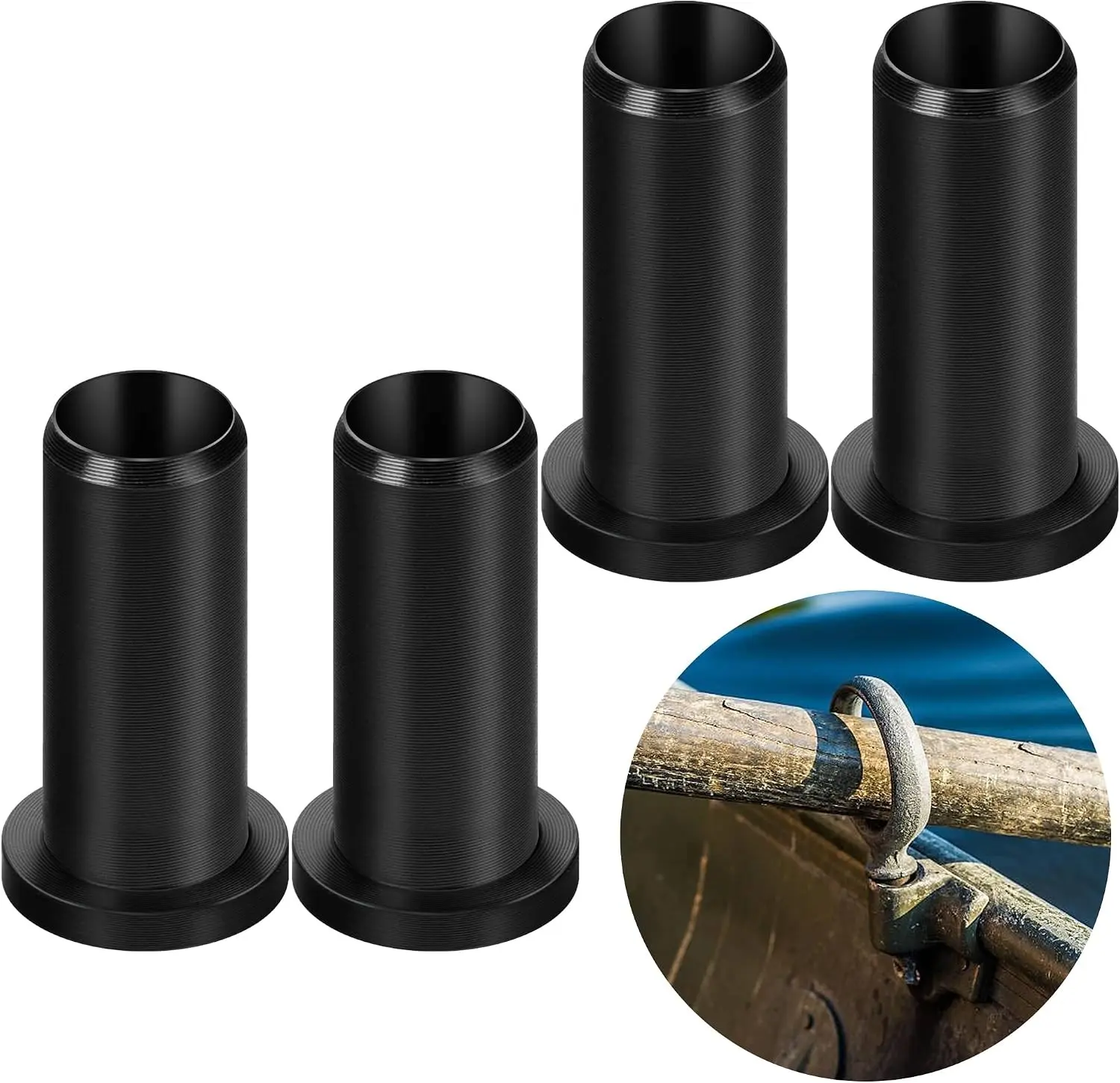 4 Pcs Oar Lock Socket Insert, 1/2" Nylon Oarlock Bushings for Marine Boats | Nylon Oar Sleeve for Oar Protector Boat Hardware Socket Boat Tool Holder