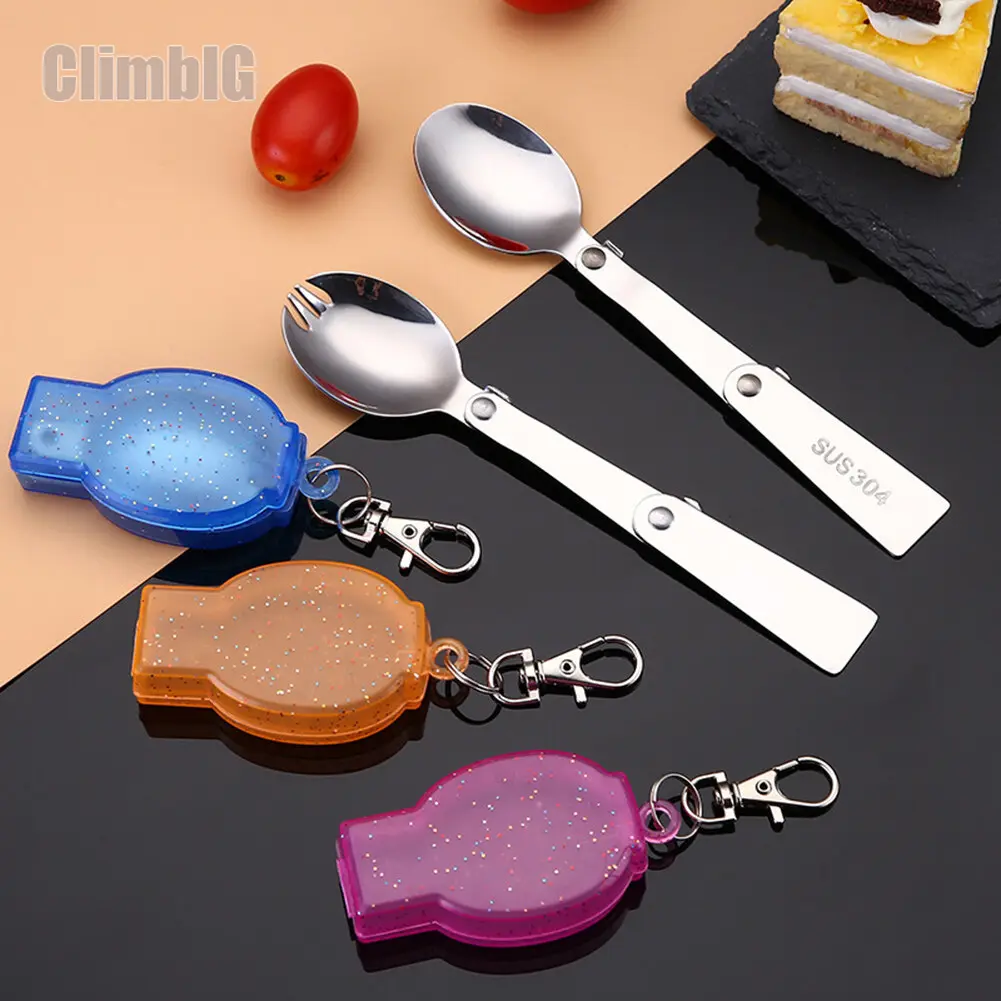 1Pcs Foldable Stainless Steel Camping Spoon, Portable Folding Travel Spoon with Case, Outdoor Camping Cutlery, Includes Storage Case, Hiking & Backpacking Gear, EDC Survival Equipment, Reusable Travel Utensil, Camping Kitchen Essential