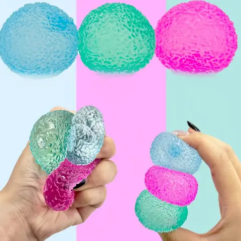 3PC Crystal Malt Sugar Texture Squishies Toys Gift Set - Soft Squeeze Sparkly Stress Relief Fidgets for Anxiety, Whimsical Cool Gifts for Adults, Purse Stuffers, Summervibes Party Supplies