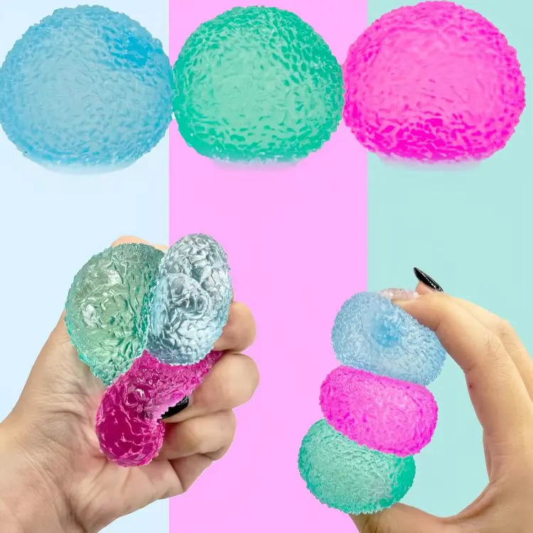 3PC Crystal Malt Sugar Texture Squishies Toys Gift Set - Soft Squeeze Sparkly Stress Relief Fidgets for Anxiety, Whimsical Cool Gifts for Adults, Purse Stuffers, Summervibes Party Supplies