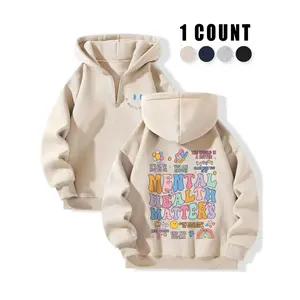 Women's Letter Print Half Zip Up Drop Shoulder Hoodie, Fashion Casual Hooded Sweatshirt for Daily Holiday Outdoor Wear, Women Clothing for Fall & Winter, Casual Pullover HoodieRAIMENTRY