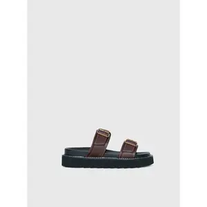 Ma Belle Sandals Contrast Stitch Chocolate