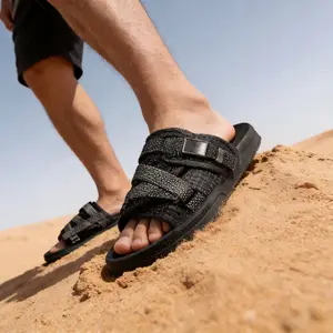 Casual Men's Shoe |   Black Slides for Men, Breathable Summer Slippers for Everyday