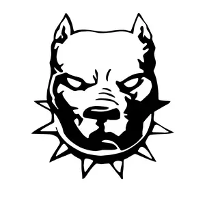 Pit Bull Dog With Studded Collar, Sticker Decal