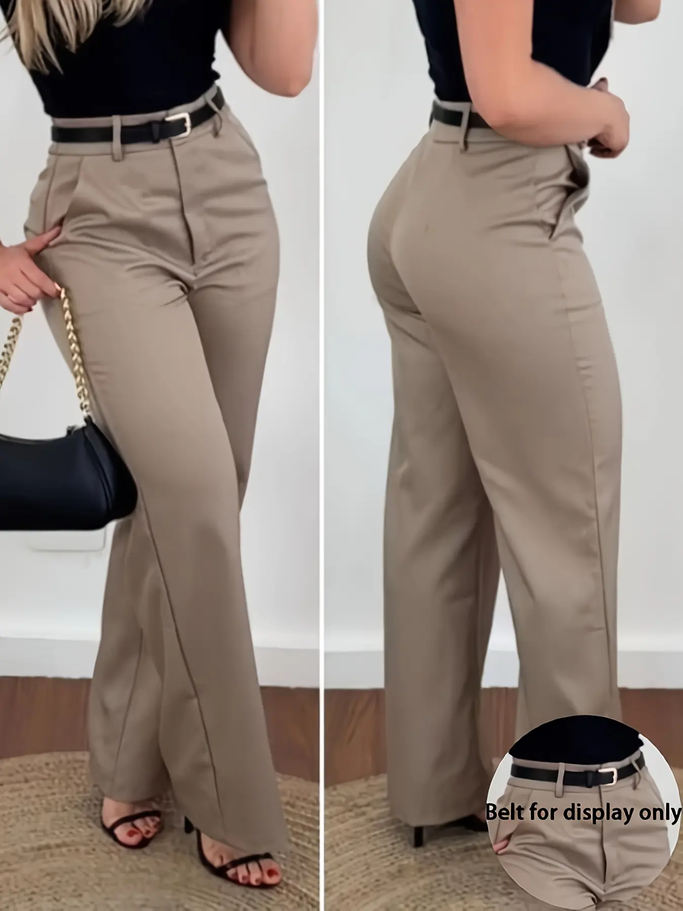 Women's Elegant Chic Solid Color Slant Pocket Woven Straight Leg Pants, Stylish Casual Wear, Casual Fashion Comfy, Comfortable and Versatile, Perfect for Daily Use, Bottom, Trouser, Casual Comfy Trousers