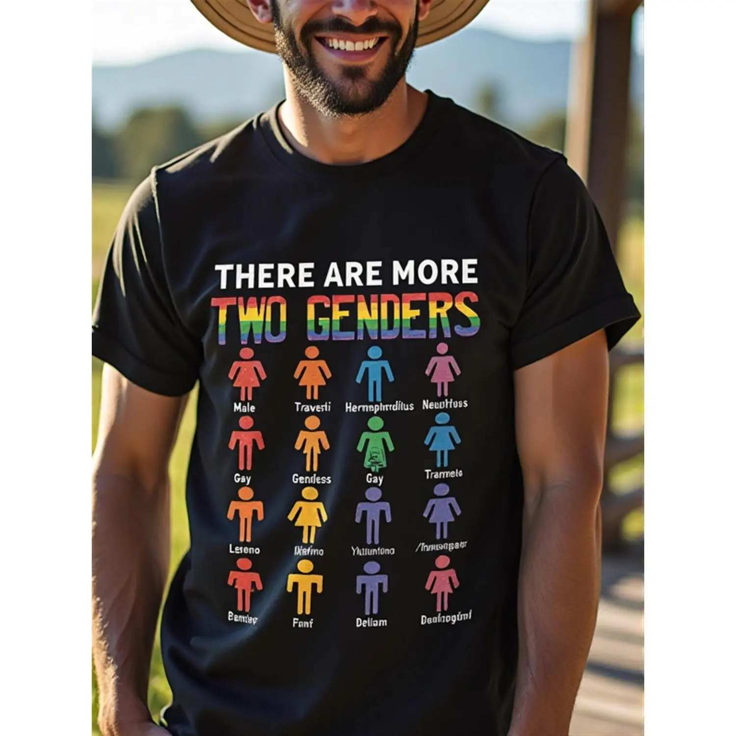 Gender-Neutral Black Casual Round Neck Short-Sleeve Streetwear T-Shirt - Features 16 Distinct Gender Symbols, Equality Message - Ideal for Pride Parades, Supporting LGBTQ Rights (For Adolescents)