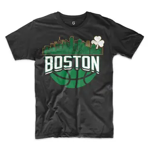 Boston Basketball Skyline Men's T-Shirt Breathable 100% Cotton Fabric Top Quality Print Menswear Streetwear