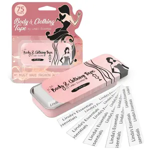 Double Sided Tape for Clothes, Body and Fashion (75 Pack) | Clothing and Hem Tape for Women, No Sew No Iron, Fabric Adhesive, Strong Adhesive for Skin for All Shades and Sensitivity, Includes Tin Box