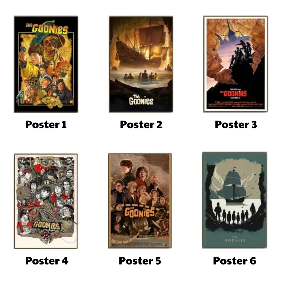 [No Frame] The Goonies Poster Collection, Vintage 80s Adventure Canvas Wall Art Print, Retro Cult Classic Film Decor, Bedroom Home Theater Movie Fan Gift