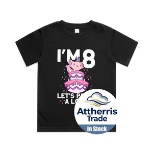 Axolotl I'm 8 Bday Party Cute 8th Birthday Kids Axolotl Cotton T-shirt, Graphic Print Round Neck Short Sleeve Casual Tee for Boys Girls
