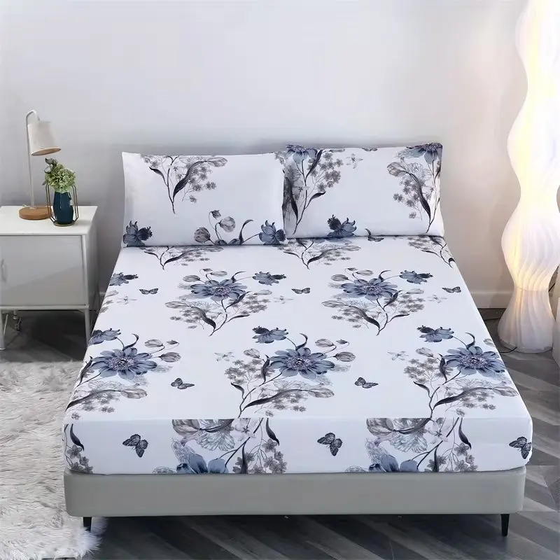 3pcs Bedding Set (includes 1 Fitted Sheet + 2 Pillowcases), Soft Polyester Fiber, Comfortable for Home Bedroom & Guest Room, All Seasons, Comfy Bed Sets, Bedsheet Set, Bed Sheets Set