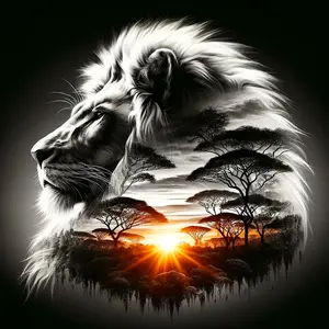 1pc 40X40Cm/15.7X15.7 Inch Large Size Unframed Round Diamond Painting Kit, African Lion Silhouette, 5D Square Diamond Painting Complete Artificial Rhinestone Mosaic Painting Kit for Beginners