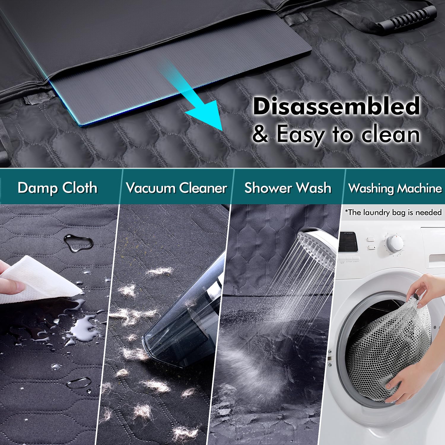 400LBS Hard Bottom Dog Car Hammock - Heavy Duty Waterproof Dog Seat Cover Back Seat Extender, Mesh Window, Universal Fit for Sedans SUVs Trucks, Supports Large Dogs