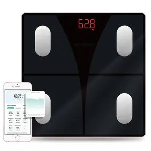 Scale for Body Weight and Fat Percentage, Digital Bathroom Smart Bluetooth Scale LED Display, 15 Body Composition Analyzer Baby Weight BMl Health Monitor Sync with App 400lbs - Black