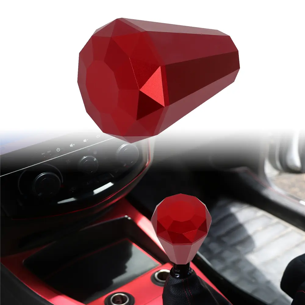 Brand New Universal Aluminum Diamond Red Manual Gear Shift Knob Shifter