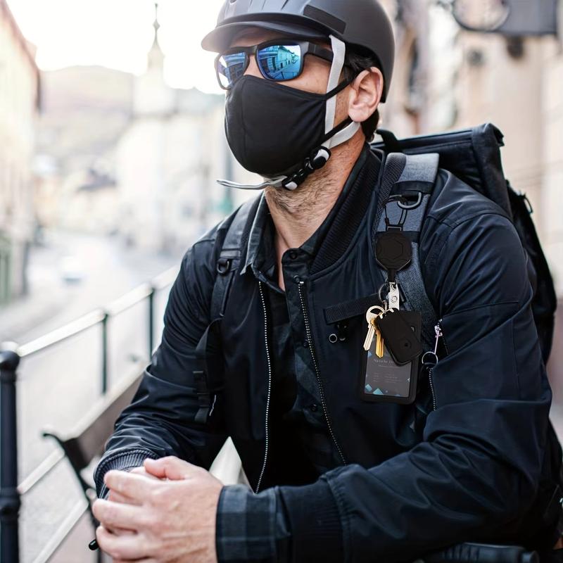 Retractable Badge Reel Keychain with Tactical ID Tag, Steel Extending Cord, Durable Metal Construction, Ideal for Security Use