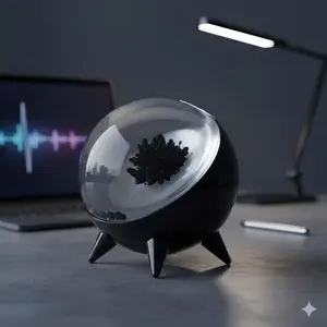 Dynamic Ferrofluid Rhythm Lamp: Immersive Music Light Show, voice-Activated lEd decor. Creative Desktop & bedroom Ambient Lighting, Tech-Savvy Smart Home Gadget for Modern Vibes.
