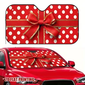 1pc Christmas Red Polka Dots with Bow Universal Fit Car Windshield Sunshade – Unique Design to Elevate Your Vehicle’s Style and Comfort