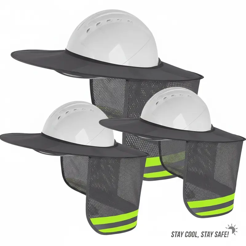 Hard Hat Sunshield - Upgrade Full Brim Neck Sunshade Cover with Reflective Strip for Hardhats