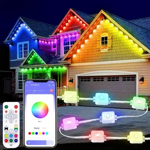 100Ft//200Ft/300Ft/400Ft | Permanent Outdoor Lights for House, RGB Smart Outdoor Decor, 50 Scene Modes, App/Remote Control, IP68 Waterproof, for Christmas, Holiday, Daily & Pool Party Decor, House Roof Lighting