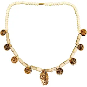 8 Leaf RADHA Tulasi Necklace Mala with Lord Radha Krishna Holy Basil Tulsi Pendant  Necklace Religious Chain Mala for Women & Men