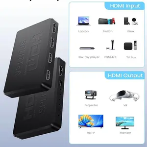 1-In 4-Out HDMI-Compatible Digital Splitter with Port, HDTV Switch Adapter for 2 Key Devices, HD Audio & Video Switcher for DVD, Stereo, Cable Accessories