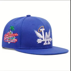 La Caps Retro Design Heat-Resistant Fitted Cap for Men and Women " Blue "