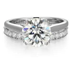 Moissanite 3.10 cttw Solitaire & Band Ring Set, Sterling