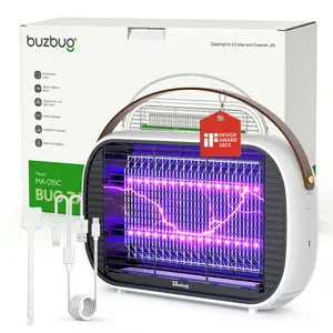 Cordless Rechargeable Bug Zapper Buzbug Portable Outdoor Mosquito Killer with 5200mAh Large Battery 7-8 Hours Runtime Dual-Wavelength LED  30% More Attraction High-Voltage Physical Kill Hanging Lanyard Indoor Outdoor Use Safety Grid LED Lasts 50000 Hours