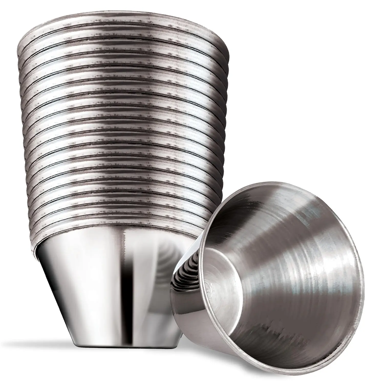 2.5 oz Stainless Steel Condiment Cups (12 Pack), Individual Portion Dipping Sauce Cups, Small Metal Ramekins for Ketchup, Marinara, BBQ Sauce, and More! Reusable Condiment Cups for Restaurants