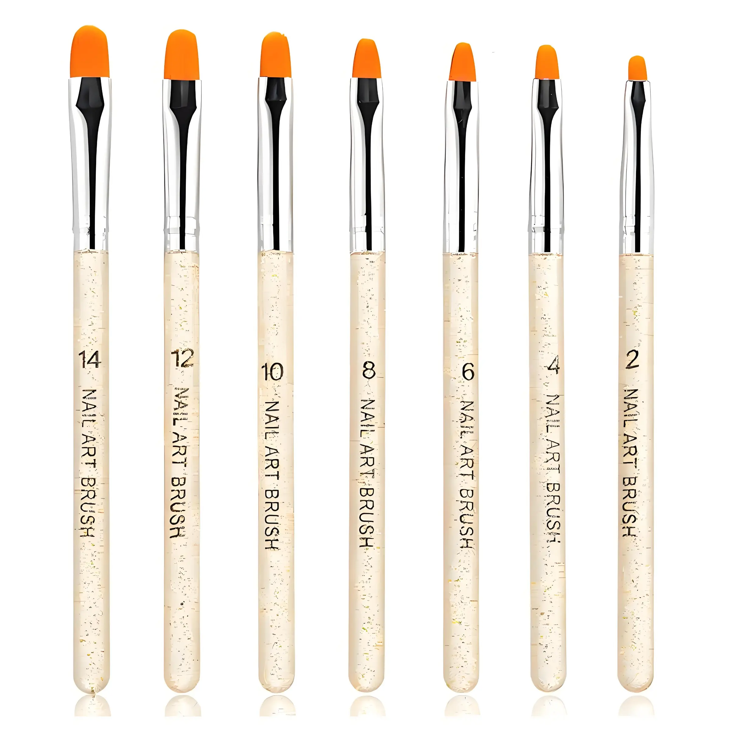 7Pcs UV Gel Nail Art Brushes Set - Manicure Brush - Poly Extension & Builder Pens No.2-14 - Pro Nail Art Tools for Gel Extension & Painting