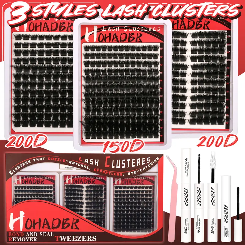 3Styles Upgrade Lashes Kit, Lashes with Ultra-Dense, Waterproof, Long-Lasting | Flora | Natural Daily, Volume Style | Beginner-Friendly Lashes for Flawless, Voluminous Look | Waterproof Long-Lasting Lash Extension Kit Must-Have Clusters