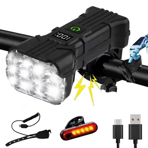 Bike Light, Super Bright Bicycle  LED Light, Handlebar Light With Horn,5 Modes USB Rechargeable Bike Headlight & Taillight Set, Waterproof Safety Bike Front & Rearlight for Cycling Electronics, Road, Mountain, Night Riding