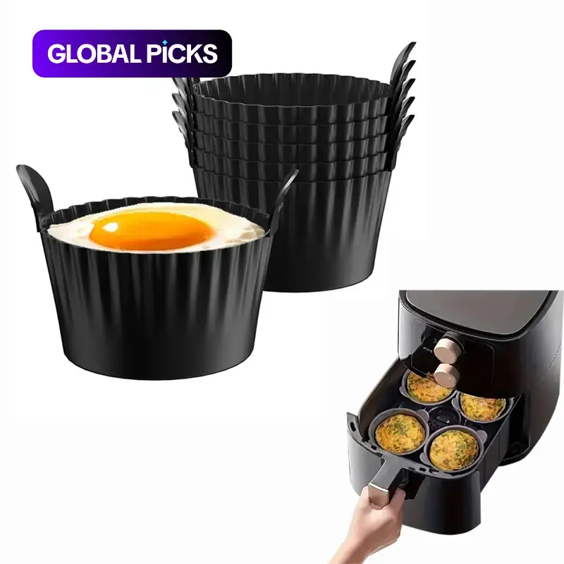 Silicone Egg Baking Cups, 6-Count Non-Stick Egg Cups for Air Fryer, Egg Cooking Molds, Egg Bites Silicone Mold, Kitchen Bakeware for Home Use #GLOBAL PICKS