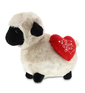DOLLIBU Valais Blacknose Sheep Stuffed Toy - Super Soft Polyester Stuffed Animals, Embroidered Red Heart with "I Love You" Message